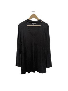 89th & Madison Cut Out Neckline Tunic Top Size XL Black Stretch Boho Chic Witchy